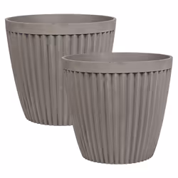 Set of 2 Plant Pots POKA Stone 36 cm Taupe