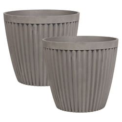 Set of 2 Plant Pots POKA Stone 36 cm Taupe