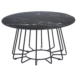 Coffee Table BERNIE Tempered Glass Black Marble