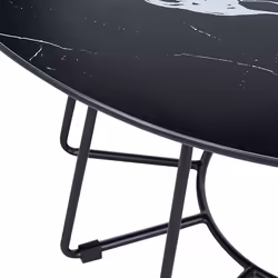 Coffee Table BERNIE Tempered Glass Black Marble