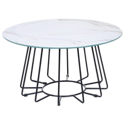 Coffee Table BERNIE Tempered Glass White Marble