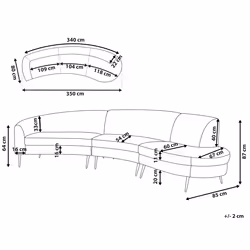 Curved Sofa MOSS Velvet Light Grey 4 Seater