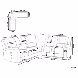 Electric Recliner Corner Sofa ROKKE Fabric Taupe with USB Port 5 Seater Left Hand
