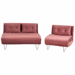 Living Room Set VESTFOLD Velvet Pink 3 Seater