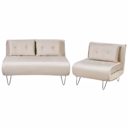 Living Room Set VESTFOLD Velvet Beige 3 Seater