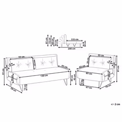 Living Room Set VESTFOLD Velvet Beige 3 Seater