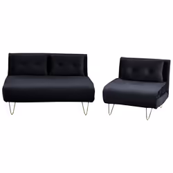 Living Room Set VESTFOLD Velvet Black 3 Seater