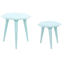 Set of 2 Side Tables KANRI Light Blue