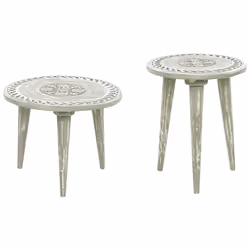 Set of 2 Side Tables EKAMBA Mango Wood Light Green