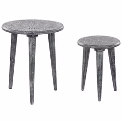 Set of 2 Side Tables JATRA Mango Wood Grey