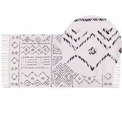 Wool Area Rug 80 x 150 cm White and Black ALKENT