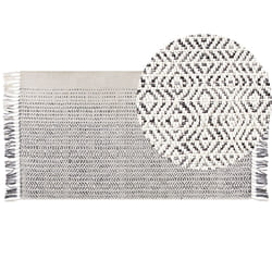 Wool Area Rug 80 x 150 cm White and Grey OMERLI