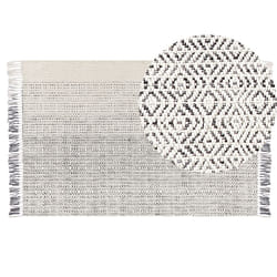 Wool Area Rug 140 x 200 cm White and Grey  OMERLI