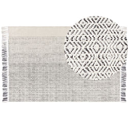 Wool Area Rug  160 x 230  cm White and Grey OMERLI