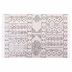 Wool Area Rug 140 x 200 cm White and Black ALKENT