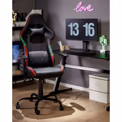 Gaming Chair Swivel GLEAM Faux Leather Black