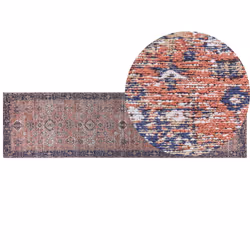 Cotton Runner Rug 80 x 300 cm Red and Blue KURIN