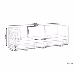 Garden Sofa 3 Seater TRANI Modular Certified Acacia Wood Dark Brown