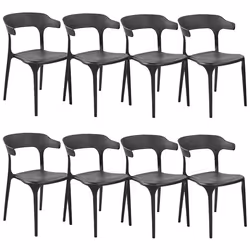 Set of 8 Dining Chairs GUBBIO Black