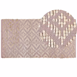 Cotton Area Rug 80 x 150 cm Beige and Pink GERZE