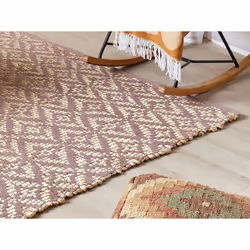 Cotton Area Rug 80 x 150 cm Beige and Pink GERZE