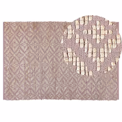 Cotton Area Rug 140 x 200 cm Beige and Pink GERZE