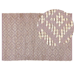 Cotton Area Rug 140 x 200 cm Beige and Pink GERZE