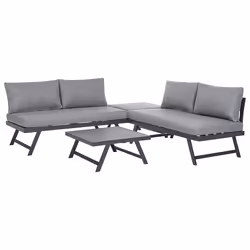 Garden Corner Sofa with Table 5 Seater COCCORINO Metal Grey