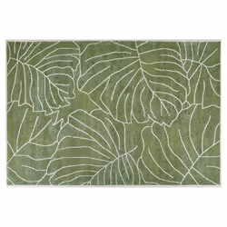 Cotton Area Rug Monstera Leaf Pattern 140 x 200 cm Green SARMIN