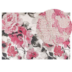 Cotton Area Rug Floral Motif 140 x 200 cm Pink EJAZ