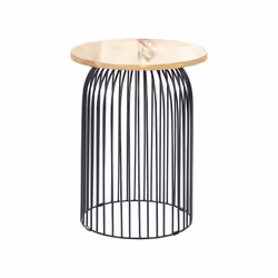 Wire Frame Mango Wood Side Table Light and Black WILLS
