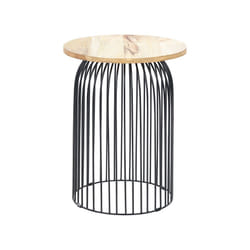 Wire Frame Mango Wood Side Table Light and Black WILLS