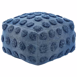 Cotton Pouffe 50 x 50 x 35 cm Blue VISHVI