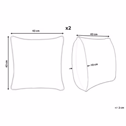 Set of 2 Cushions MILLET Corduroy 43 x 43 cm Solid Off-White