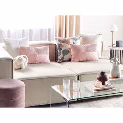 Set of 2 Decorative Cushions MILLET Corduroy 30 x 50 cm Pink Geometric Pattern