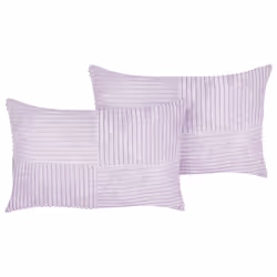 Set of 2 Decorative Cushions MILLET Corduroy 30 x 50 cm Violet Geometric Pattern