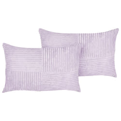 Set of 2 Decorative Cushions MILLET Corduroy 30 x 50 cm Violet Geometric Pattern