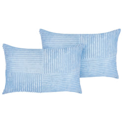 Set of 2 Decorative Cushions MILLET Corduroy 30 x 50 cm Blue Geometric Pattern