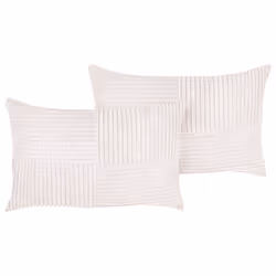 Set of 2 Decorative Cushions MILLET Corduroy 30 x 50 cm Off-White Geometric Pattern