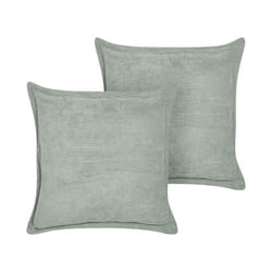 Set of 2 Corduroy Cushions 43 x 43 cm Light Green ZINNIA