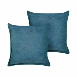 Set of 2 Corduroy Cushions 43 x 43 cm Teal ZINNIA
