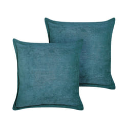 Set of 2 Corduroy Cushions 43 x 43 cm Teal ZINNIA