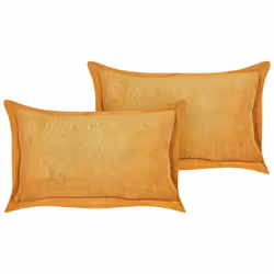 Set of 2 Corduroy Cushions 47 x 27 cm Yellow ZINNIA