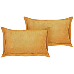 Set of 2 Corduroy Cushions 47 x 27 cm Yellow ZINNIA