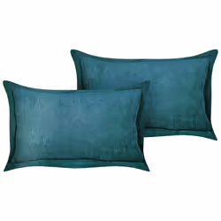 Set of 2 Corduroy Cushions 47 x 27 cm Teal ZINNIA