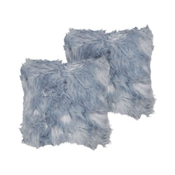 Set of 2 Faux Fur Cushions 42 x 42 cm Blue LUBHA