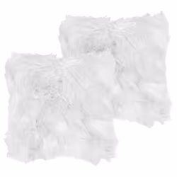 Set of 2 Decorative Cushions LUBHA Faux Fur 42 x 42 cm White Solid