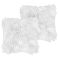 Set of 2 Decorative Cushions LUBHA Faux Fur 42 x 42 cm White Solid