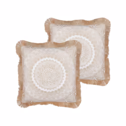 Set of 2 Cushions Boho Motif 45 x 45 cm Beige and White AGRIMONY