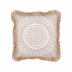 Set of 2 Cushions Boho Motif 45 x 45 cm Beige and White AGRIMONY